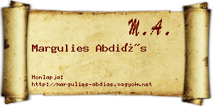 Margulies Abdiás névjegykártya